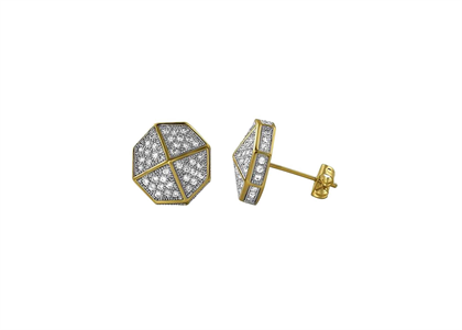 Gold Plated Umbrella Shape Iced Out Stud Earring